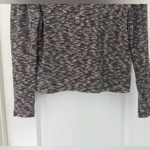 NWT Madewell Multicolored Knit Top Marled Puffed Shoulder Long Sleeve Black Pink - Picture 5 of 9
